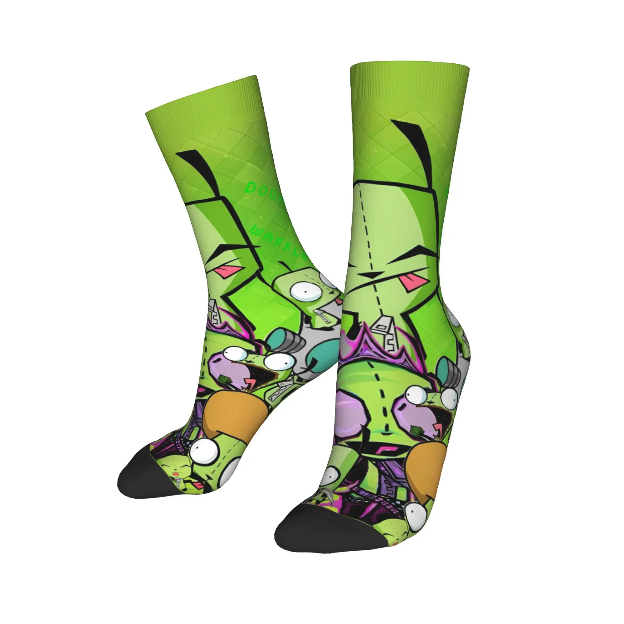 Retro Kawaii  Cartoon  Invaders Zims Basketball Socks  Polyester Middle Tube Socks for Women Men Non-slip,