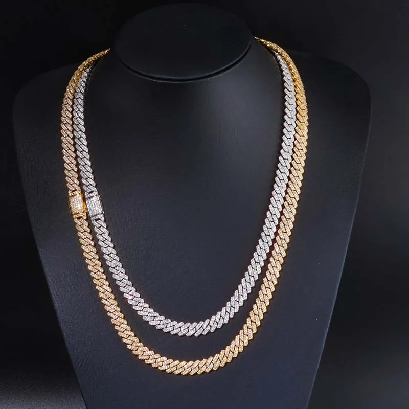 Silver 925 Iced Out Hip Hop Jewelry VVS Diamond 8mm Moissanite Cuban Link Chain with GRA Certificate Fashionable Necklaces.