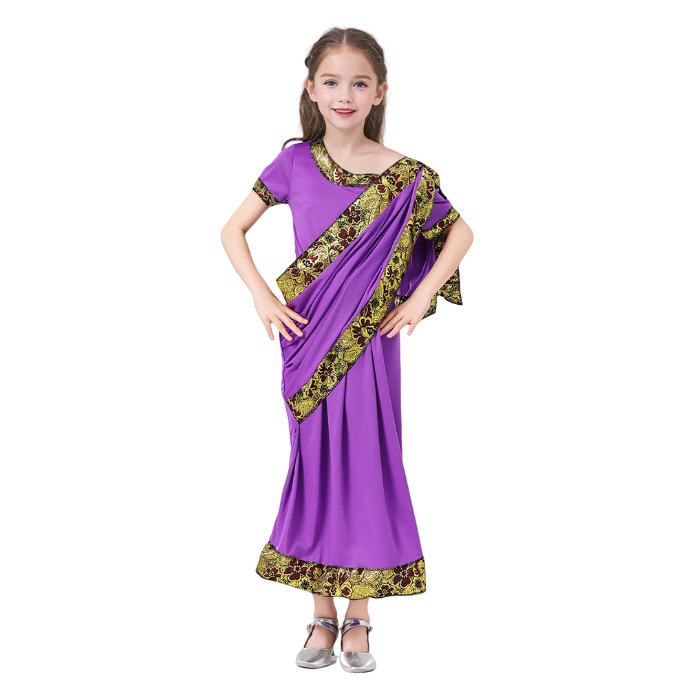 Glamorous National Indian Girls Dress-up Children Nativity Bollywood Princess Ethnic Fancy Dress Sari Costume