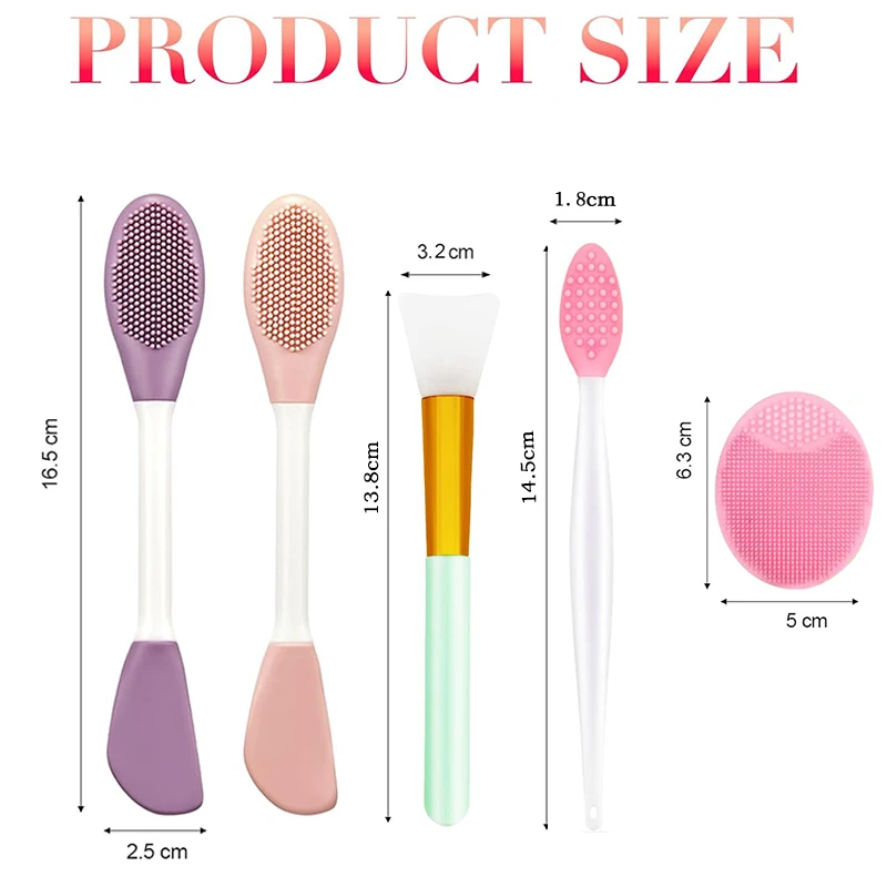 6 stks/set Siliconen Gezicht Scrubber tweekoppige Gezicht Reiniging Borstels Gezichtsmasker Applicator Mee-eter Peeling Huidverzorging Tool