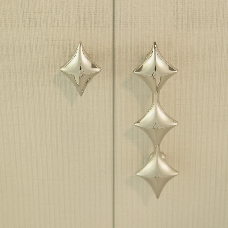 Unique Kitchen Cabinet Handles Four Point Star Shaped Drawer Knobs Creative Antique Wardrobe Door Pulls Brass Furniture Hardware