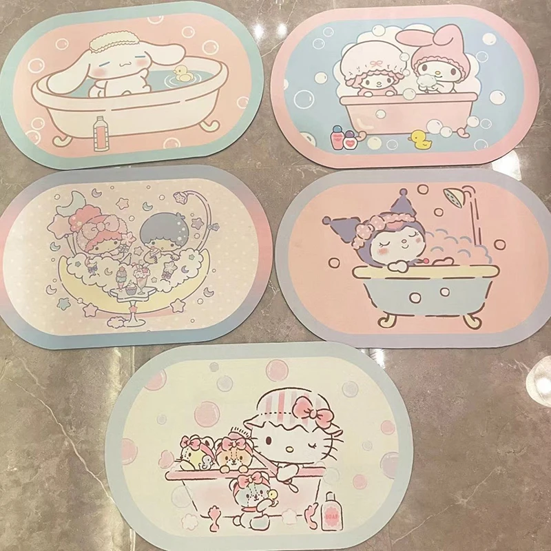 Sanrio Floor Mat Hello Kitty Mymelody Kuromi Bathroom Anti Slip Absorbent Floor Mat Bedroom Wear Resistant Dirt Resistant Carpet