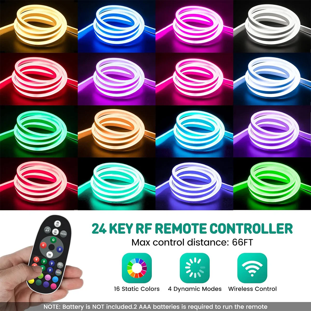 USB RGB LED Neon Light Strip, 10m 5V 72LEDs/m Silikonowa lina Bluetooth z pilotem, APP Synchronizacja muzyki Wodoodporny wystrój podświetlenia