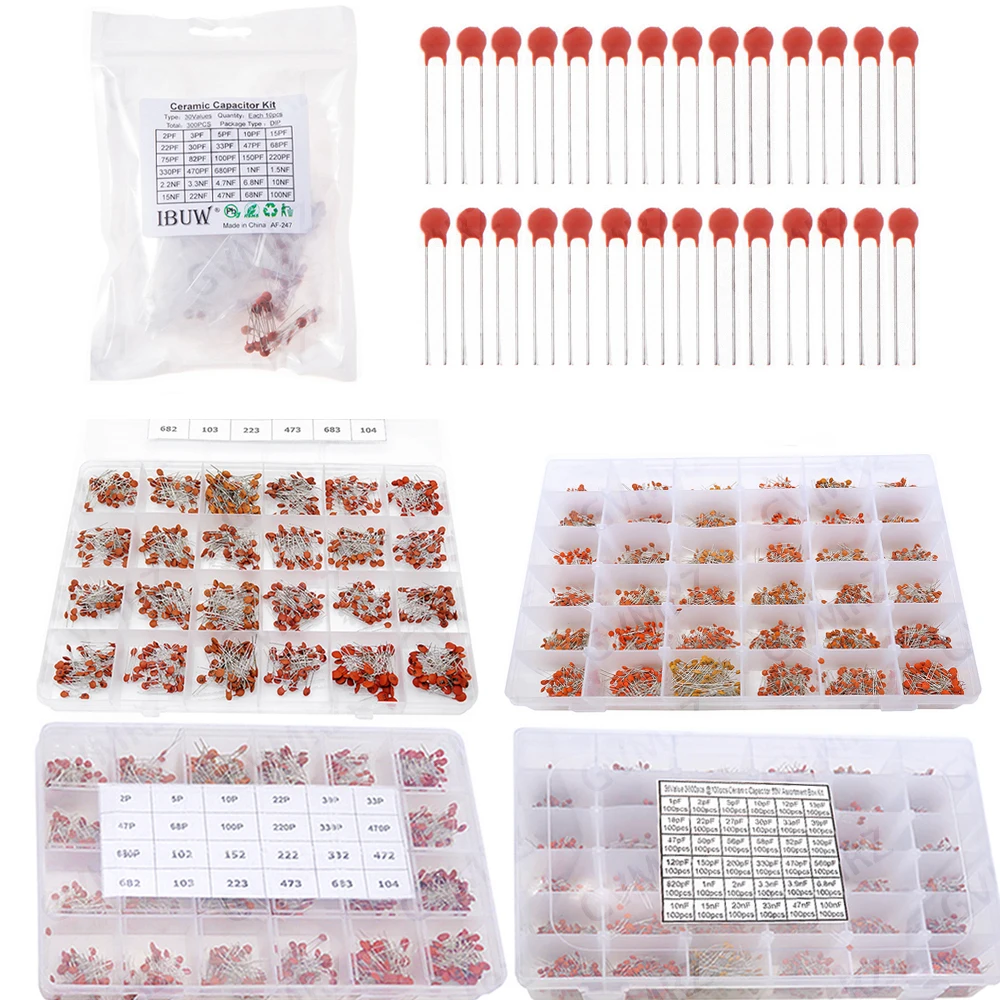 300PCS 960PCS 3600PCS Ceramic Capacitors Kit Electronic Components Package Capacitor Assorted Samples Diy Kit