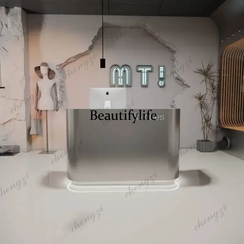132 Restaurant Silver Reception Desks Hotels Bkack Classic Luxury Reception Desk Clothing Long Bancone Per Negozio Office Furnit