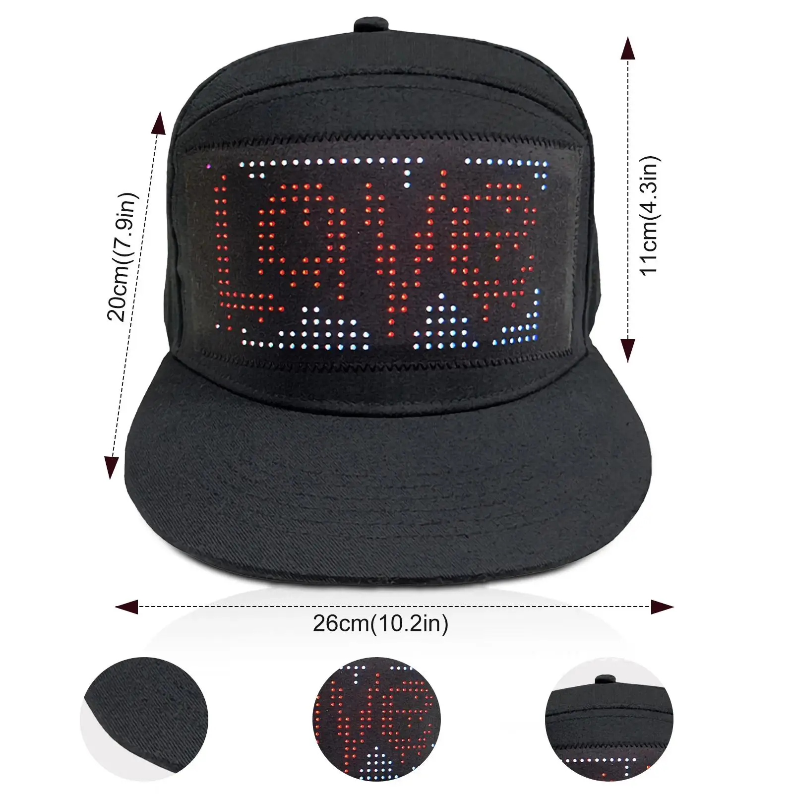 Led Baseball Cap Bluetooth App Control Usb Rechargeable Scrolling Display Glowing Hip Hop Message Hat Hat Board Atmosphere