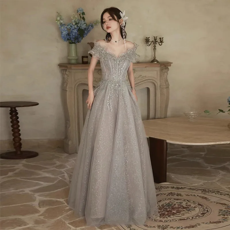 Robe de bal élégante pour femmes, robes de Quinceanera, ligne a, épaules dénudées, robes de soirée Vintage pour femmes, formelles, nouvelle collection 2025