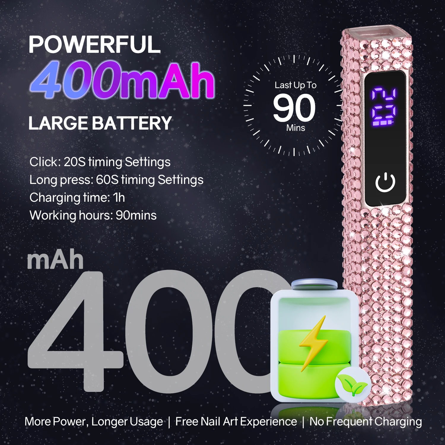 Mini lámpara de uñas LED UV de mano con diamantes, secador de uñas portátil para esmalte de Gel con pantalla, máquina de manicura para uso doméstico DIY