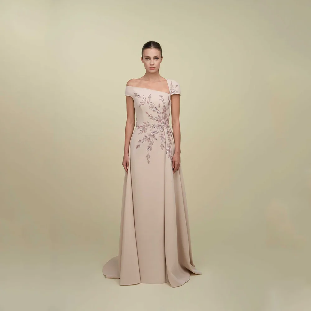 

Элегантные вечерние платья с короткими рукавами и цветами из бисера Вечерние платья русалки длиной до пола, платья для выпускного вечера по индивидуальному заказу 2025