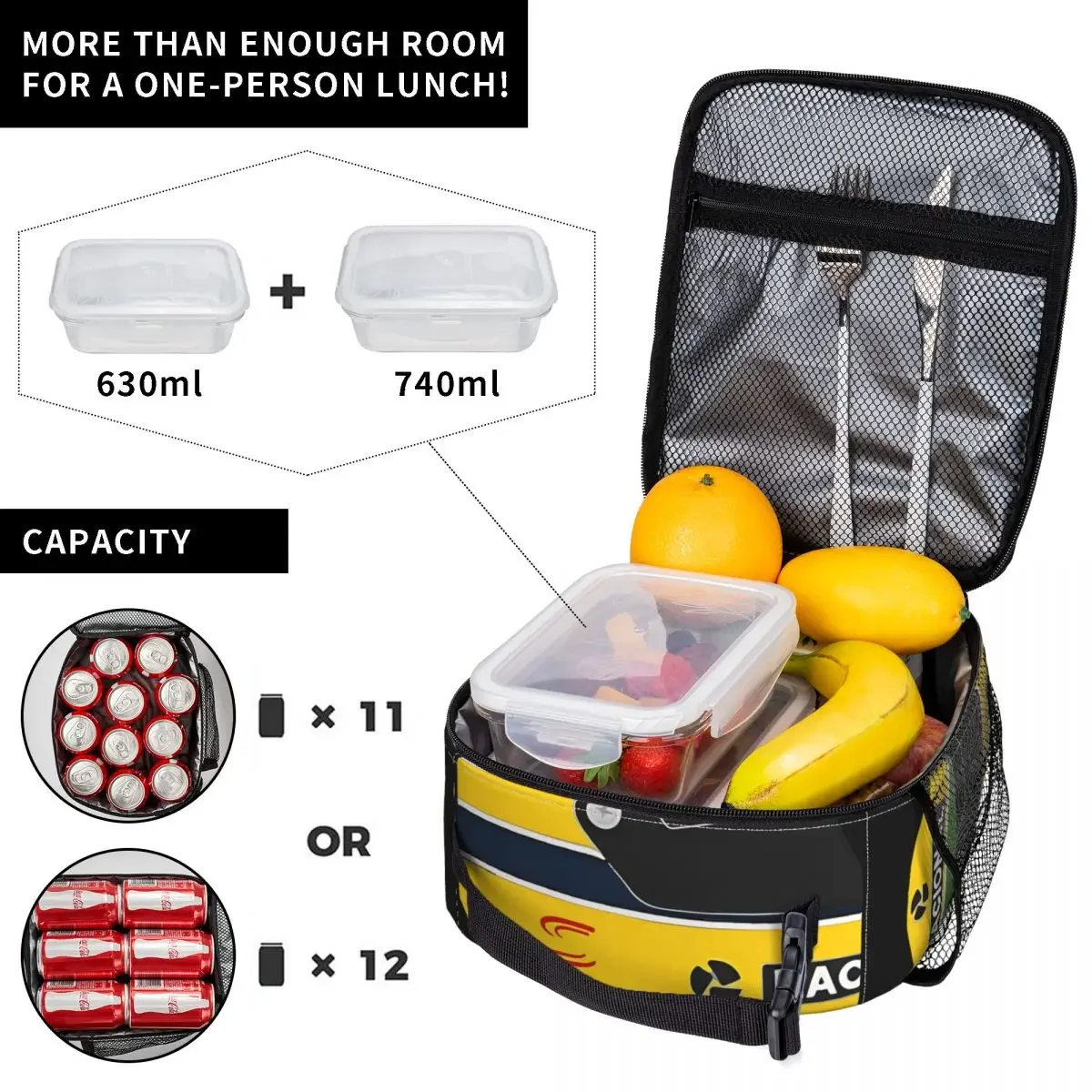 Ayrton Senna Racing Cars Merch Insulated Lunch Bag For Outdoor Food Storage Bag Portable Cooler Thermal Lunch Box