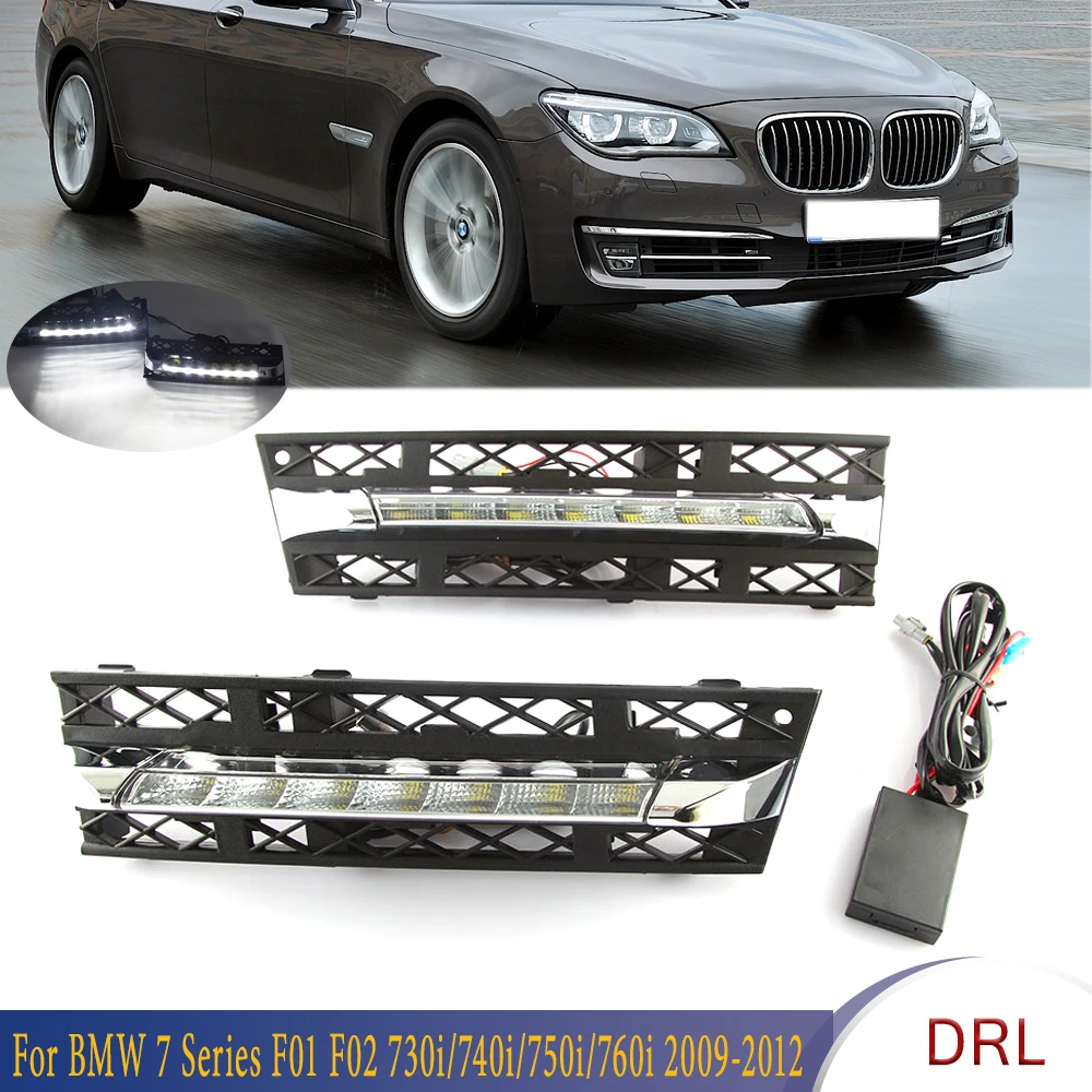 

1 Pair LED Daytime Running Lights DRL Driving Fog Lamp Grilles For BMW 7 Series F01 F02 730i/740i/750i/760i 2009-2012 For Car