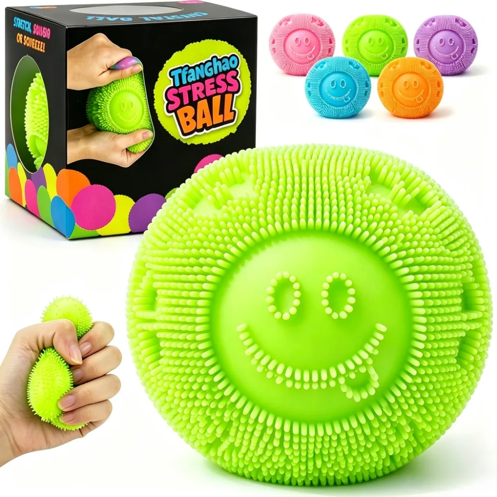 Fuzz Ball Squishy Stress Ball, Soft Tactile Fidget Toy for Anxiety & Stress Relief, Sensory Calming Grip Squishy Ball for Kids Adults, Fun Christmas Gift, Party Favor & Student Prize