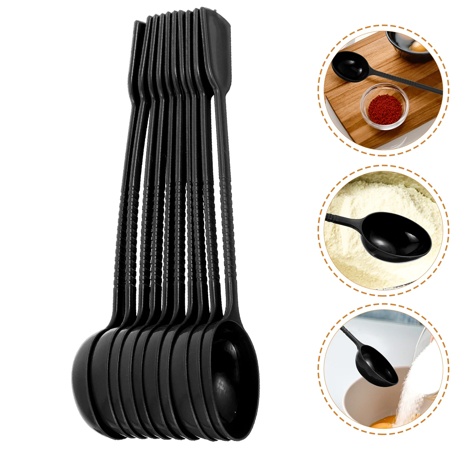 10pcs Coffee Spoon Black Plastic Lightweight Kitchen Tool Ground Coffee Tablespoon Scoop Scoop Easy Clean