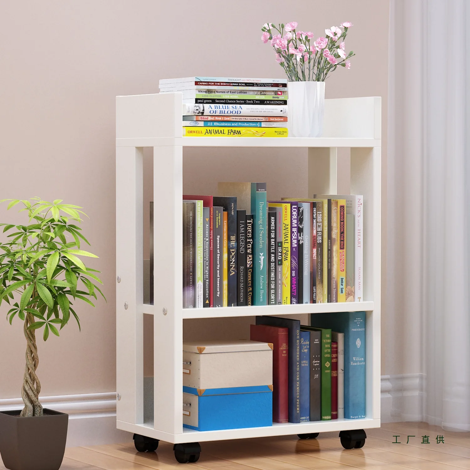 Bookshelf simple floor-to-ceiling simple modern living room shelf space-saving small bookcase for students and storage rack