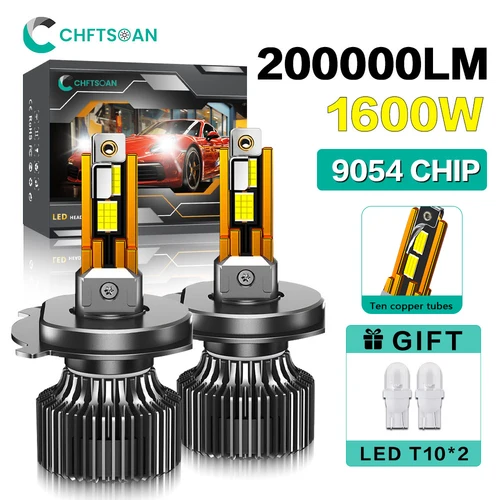 Imagen 1 del producto Chftsoan LED faro de coche de alta potencia Canbus faro 1600W 200000LM 10 tubos de cobre H4 H1 H7 H11 9005 9006 luz antiniebla automática 10-32V