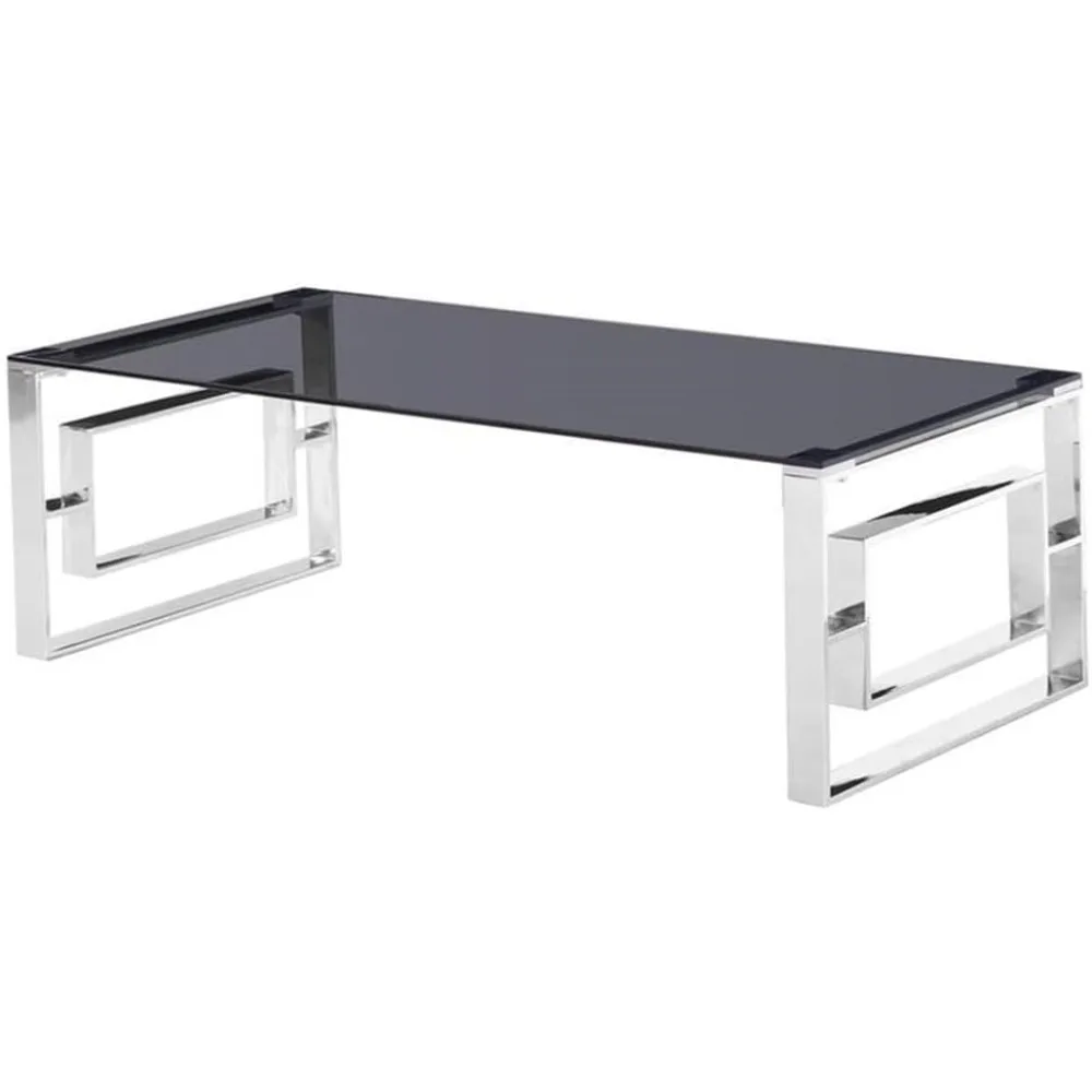 

Stainless Steel and Smoked Glass Coffee Table in Silver