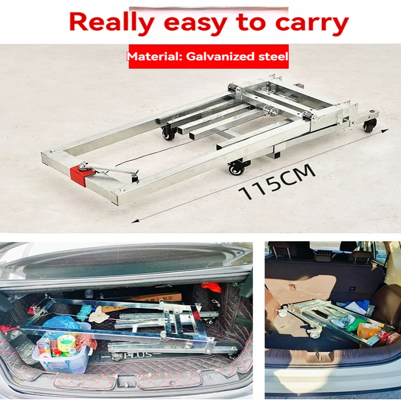 60Kg Adjustable Hand Cart Loading Artifact Lifting Handling Stacker Forklift Lift Portable Folding Retractable Trolley