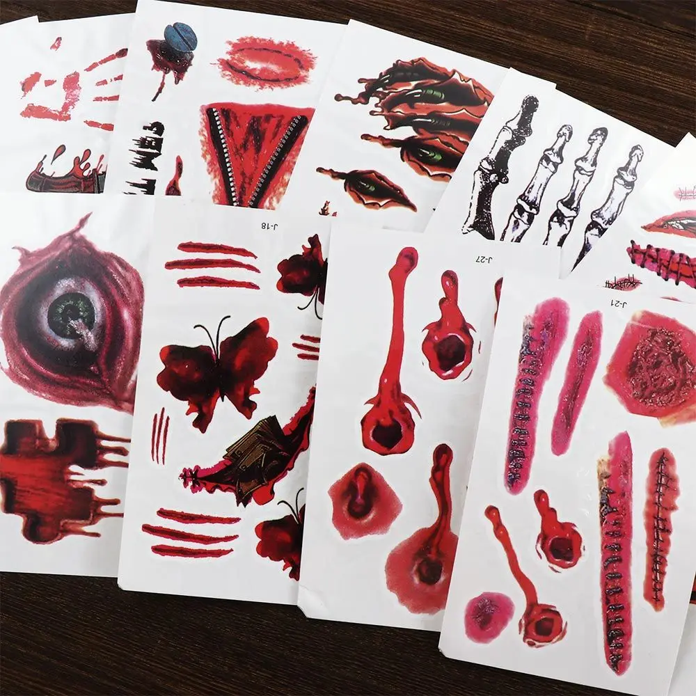 

30Pcs/Set Unisex Waterproof Body Art Party Skin Decoration Temporary Tattoos Halloween Tattoo Stickers Fake Tattoo Horror Scar