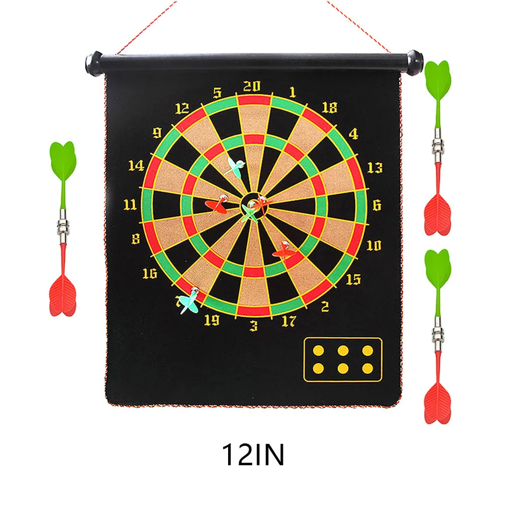 Magnetic Dart Board Set Classic Double Sided Rollup Durable Safe Funny Toys Outdoor Indoor Party Games Kids 12Inch