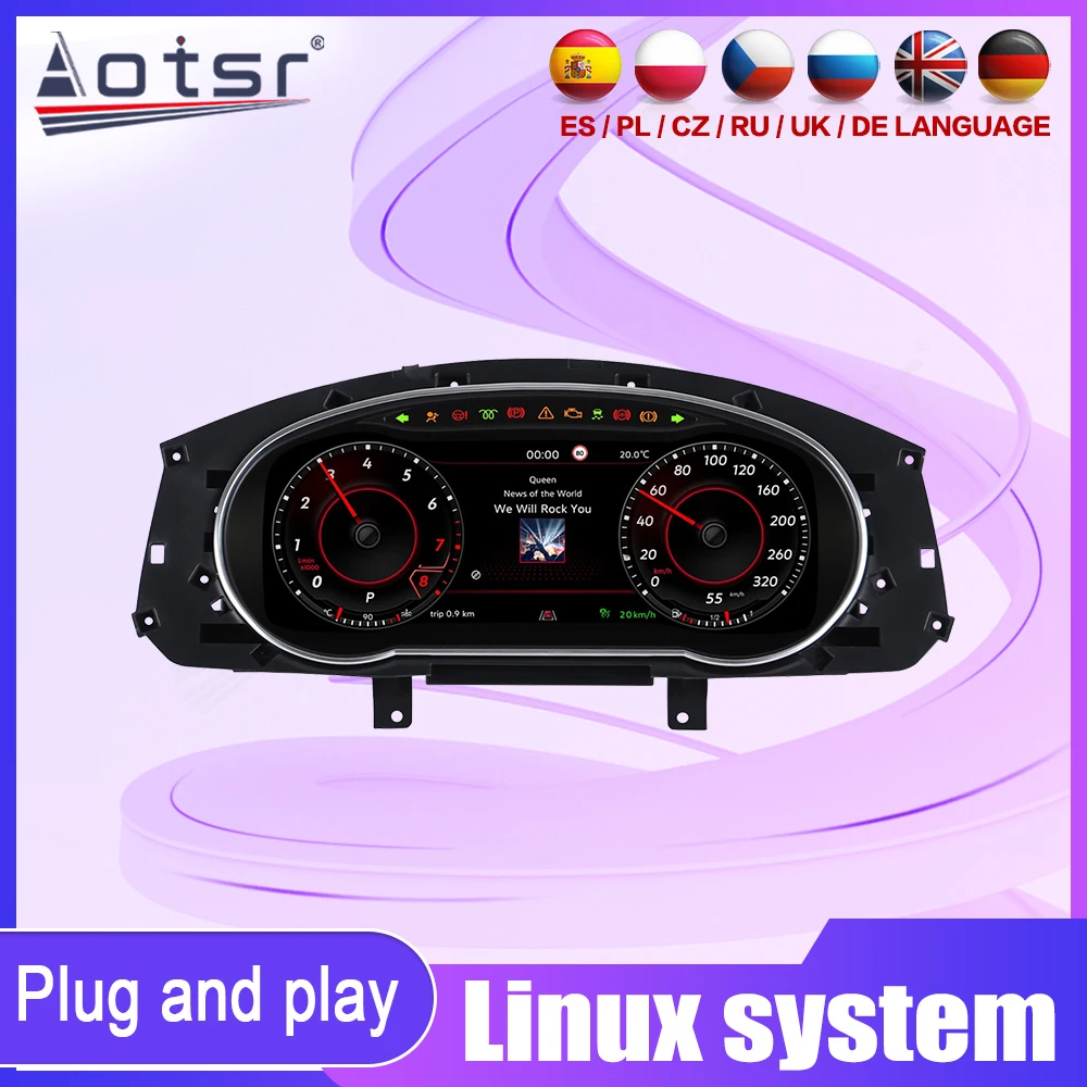 Aotsr 12.3 Inch Digital Dashboard For Volkswagen Lamando 2015-2018 LCD Virtual Cockpit Instrument Cluster Speedometer Tachometer