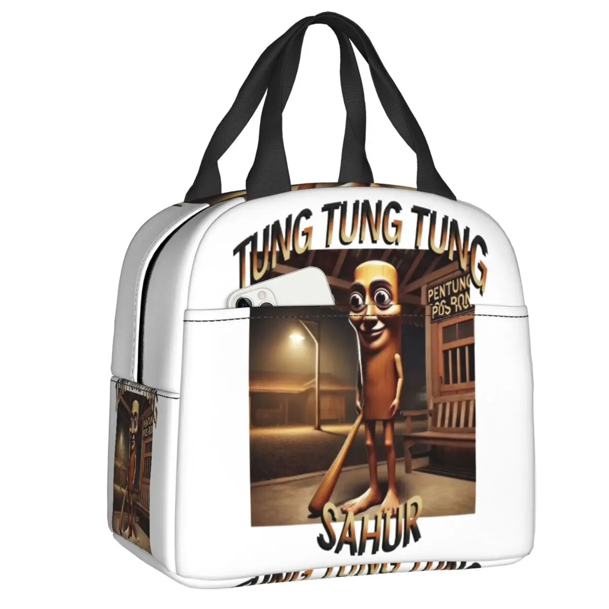 

Многоразовая термосумка-холодильник для обедов и бенто-боксов с забавным итальянским мемом Custom Tung Tung Tung Sahur для женщин и детей