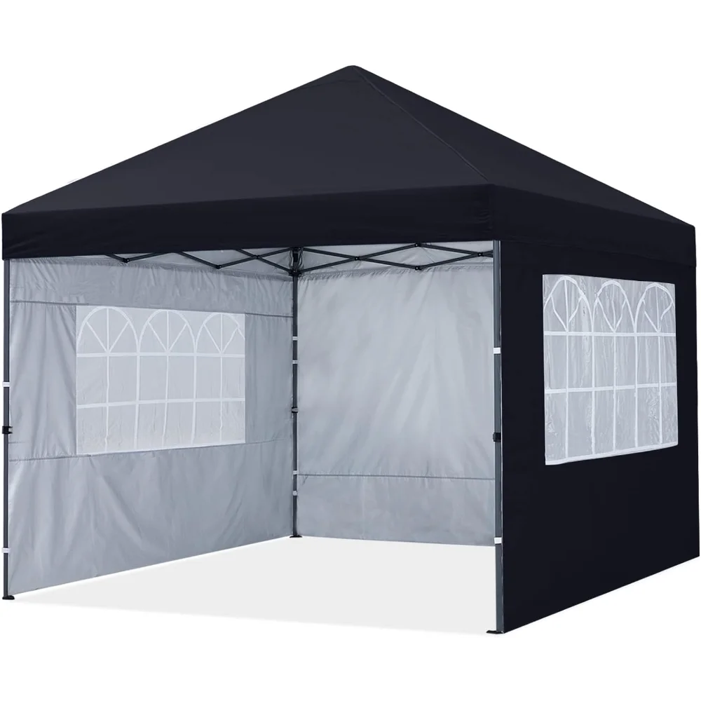 

MASTERCANOPY Pop Up Canopy Tent 10x10 with Church Window Sidewalls（10x10,Black）