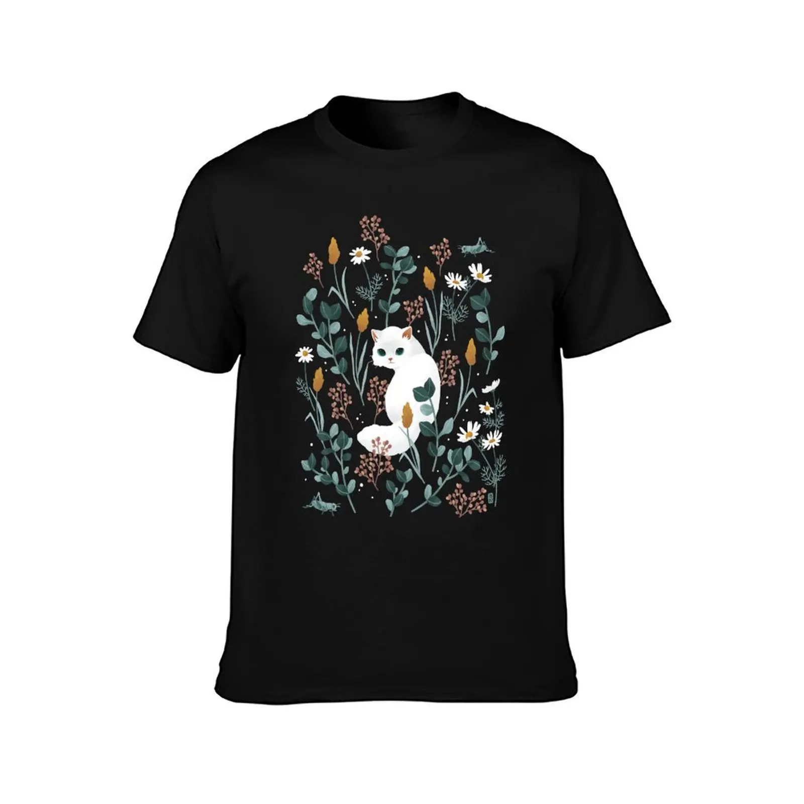 Cat in the meadow pattern 2 T-Shirt Soft Durable Cotton T-Shirt