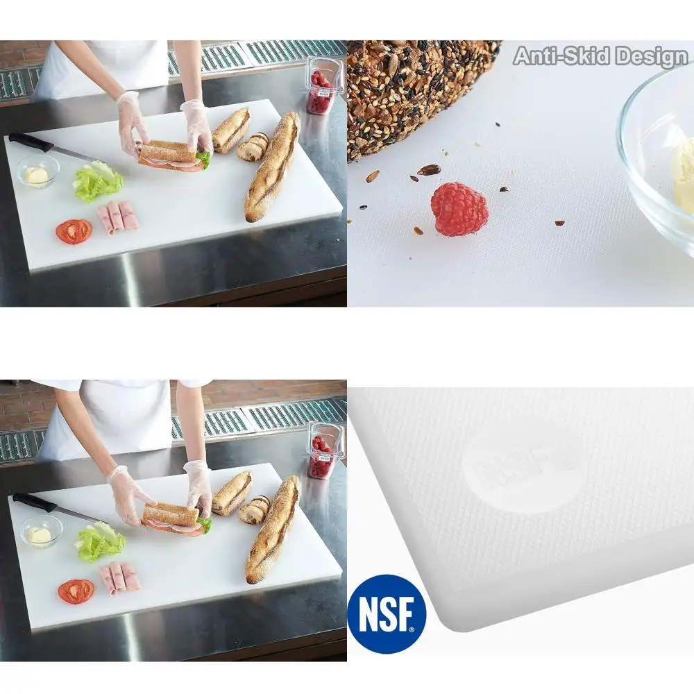 

Белые пластиковые коммерческие разделочные доски с противоскользящей поверхностью, 30 x 18 x 0,5, цветовая кодировка для использования на кухне, можно мыть в посудомоечной машине