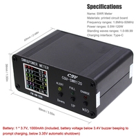 CQV-SWR120 120W SWR Power Standing Wave Meter High Standing Wave Alarm Function 240 x 240 Full Color Display FM-AM-SSB-A22U
