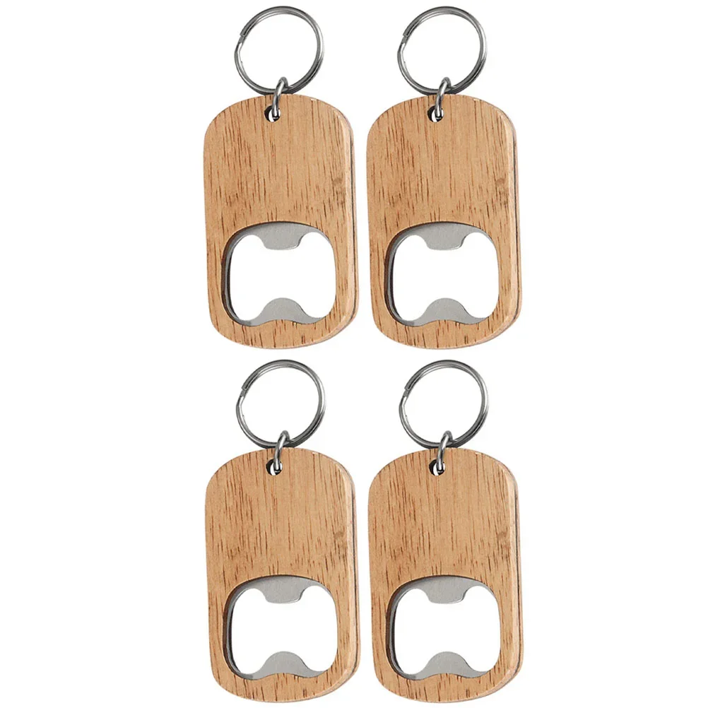 1/2/4 Pcs Accessories Easy Beer Bottle Opener Wooden Handle Bar Kitchen Party Favors Keychain