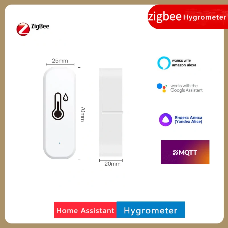 

Tuya Zigbee 3.0 Indoor Temperature Humidity Sensor Home Assistant Hygrometer with APP Monitoring Works with Google Home Alexa