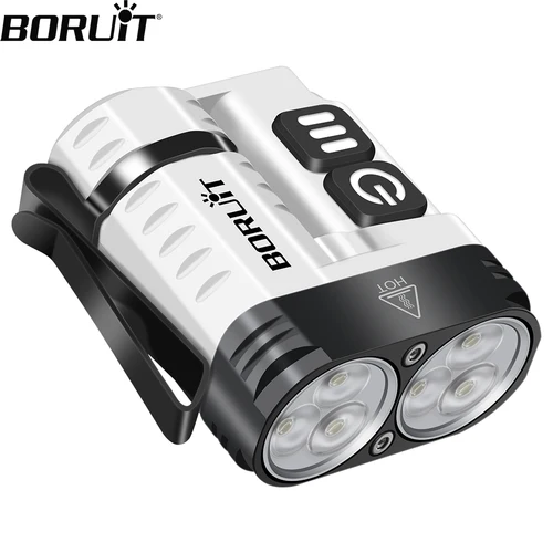 BORUiT LED EDC 손전등 키체인 작업등, C타입 충전식 클립 토치, 자석 캠핑 포켓 랜턴, U6 SST20 