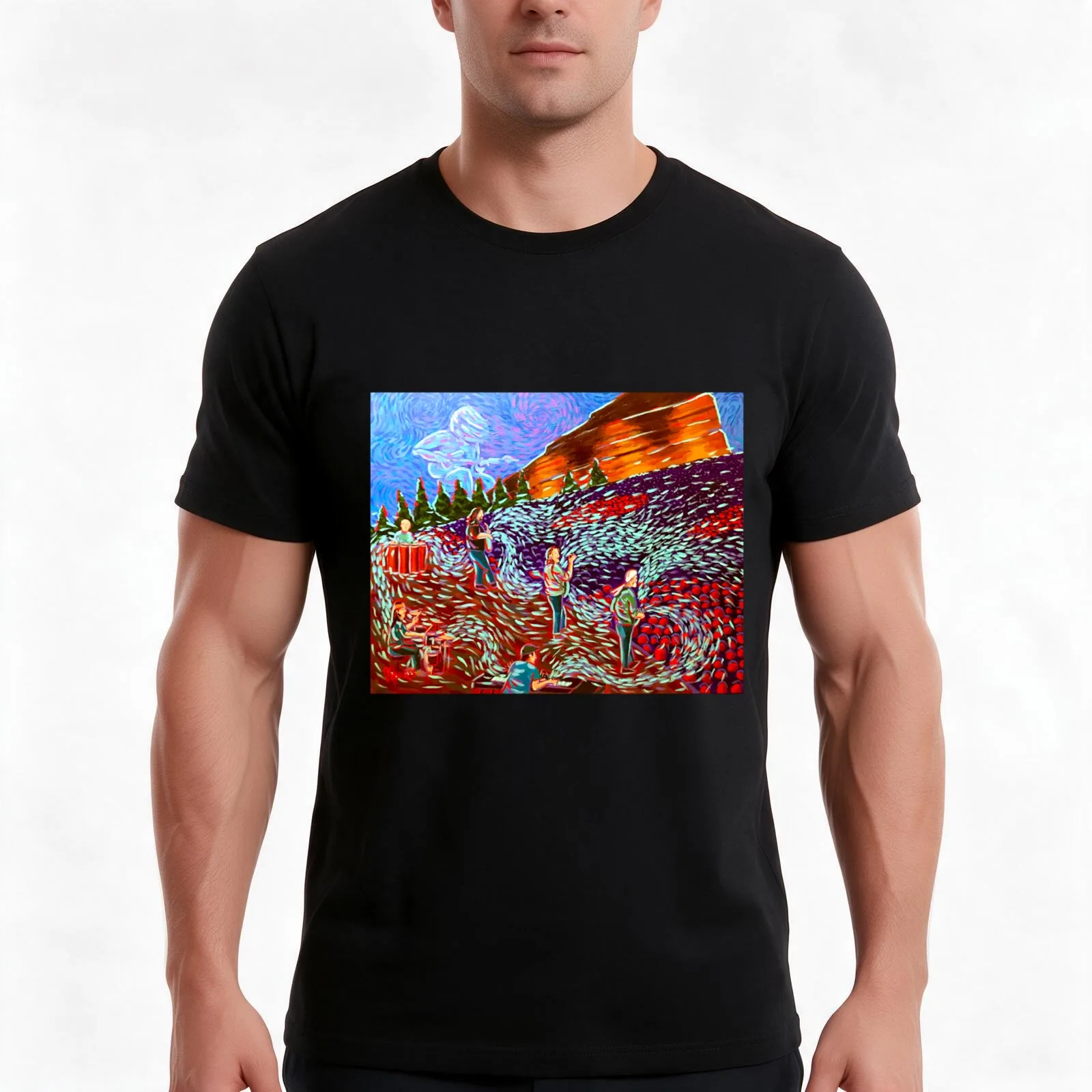 Widespread Panic at Red Rocks Premium T-Shirt, Summer Casual Cotton Tee, Oversized Streetwear Tops, Vintage Graphic Print