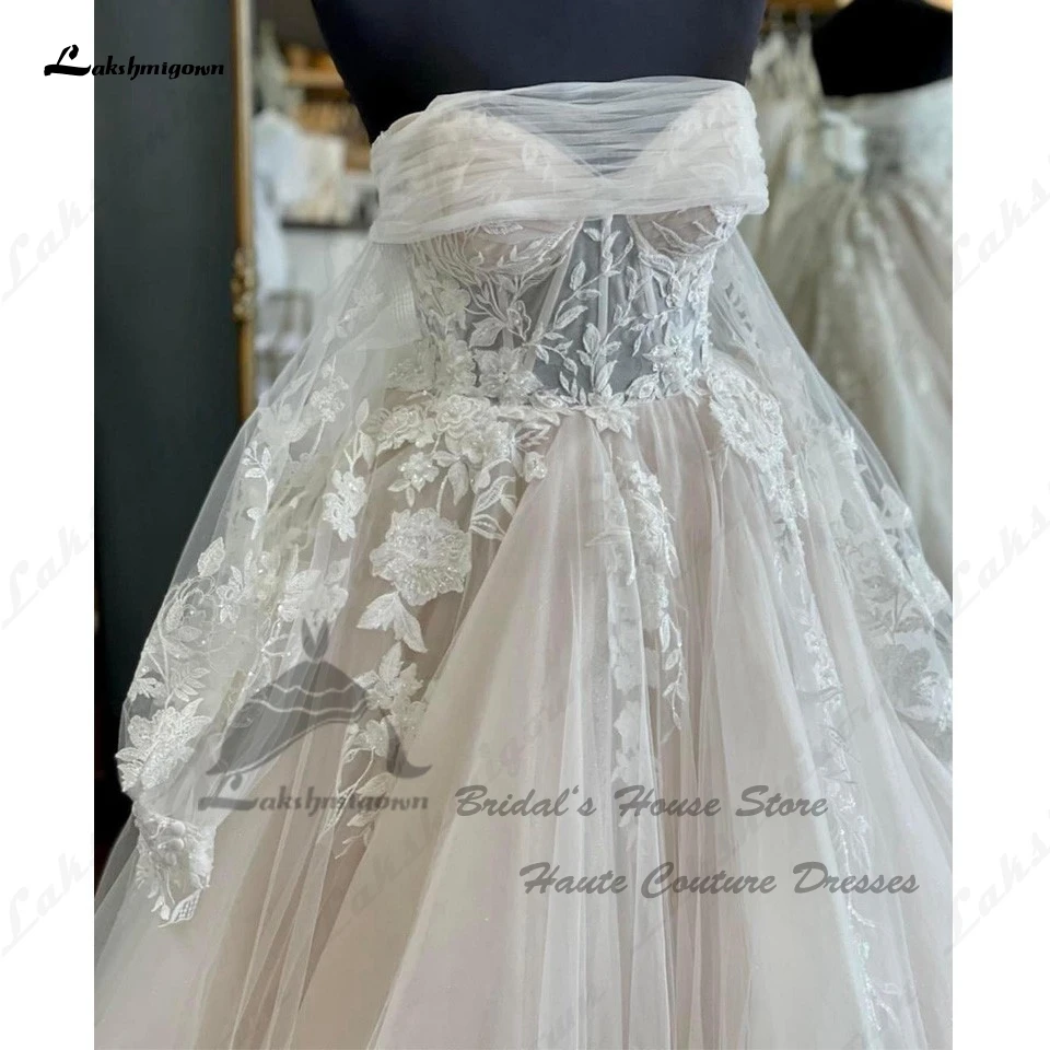 Lakshmigown Blush abiti da sposa rosa con giacca staccabile 2023 Robe Boheme Princess Church abiti da sposa corsetto corpetto di pizzo