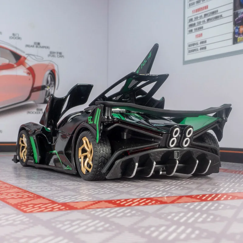 Modelo de carreras de aleación Bugatti bolide de simulación 1:32, colección de adornos de coche, puertas y capó de motor, maletero se puede abrir