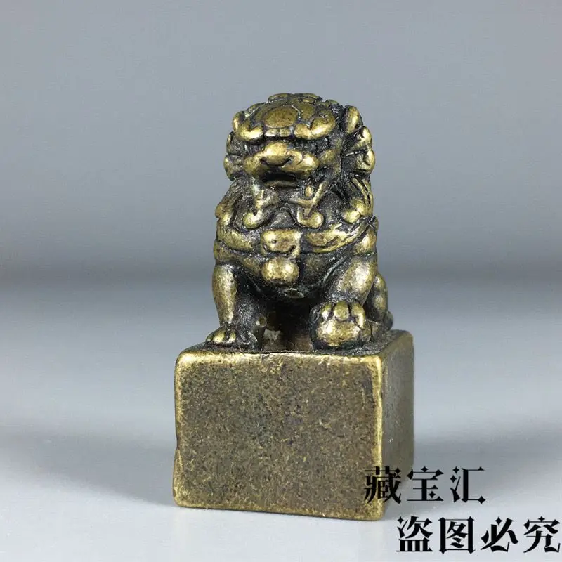 Old Collection Antique Ancient Chinese Seal Tiandao Chouqin Small Seal Script Town House Lion Full Copper Old Seal