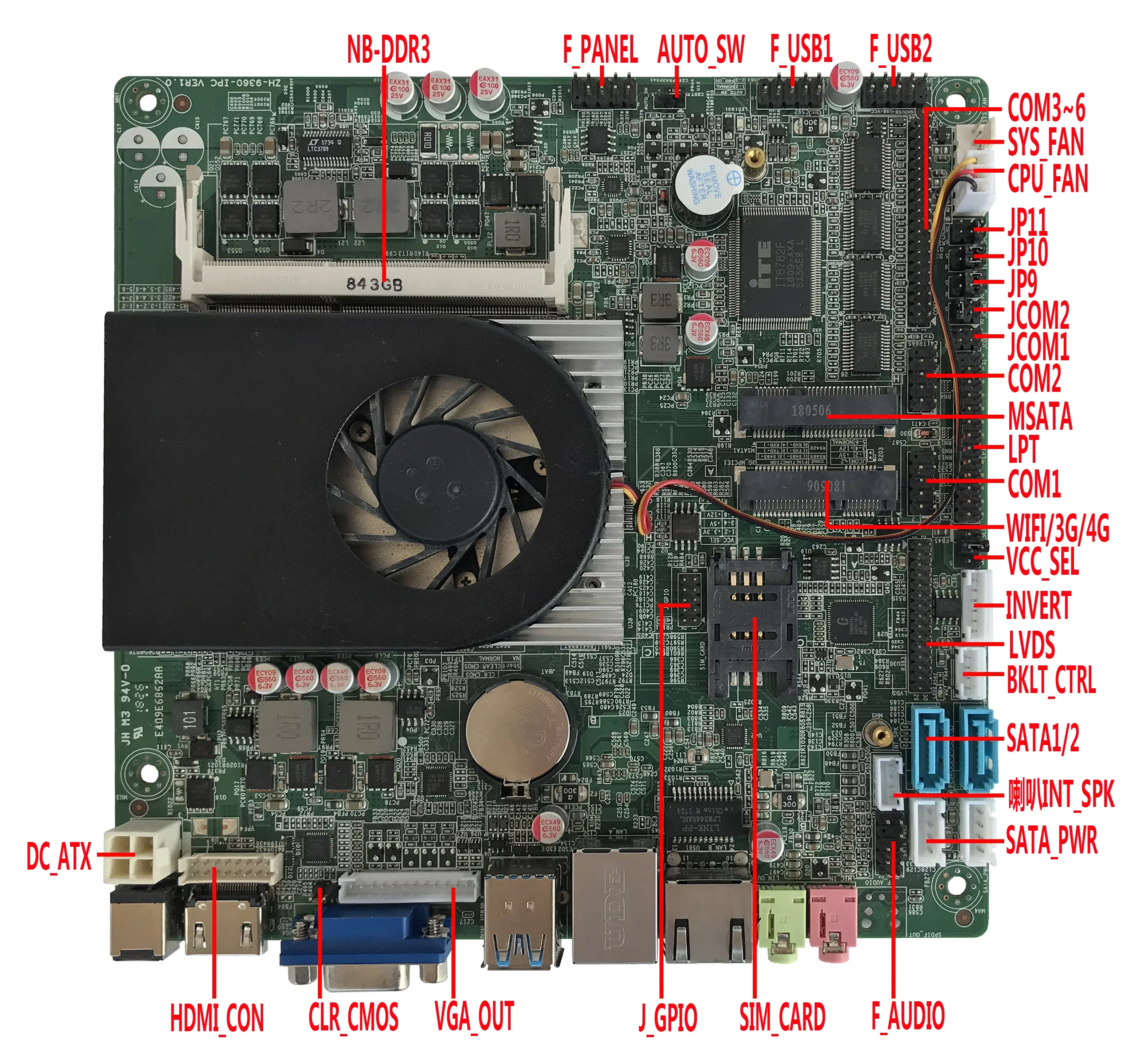 QM9360 Mini ITX Motherboard mit I5 5200U CPU 6COM Ports 4k für Automatisierungssteuerung