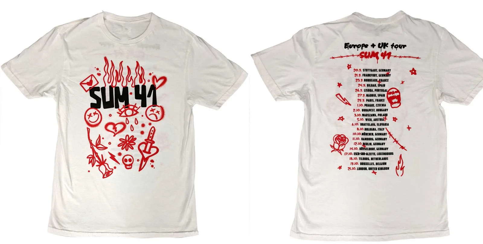 

Футболка в европейском стиле с надписью Sum 41 Sketches 2022 Band Gift For Fan S to 5XL GC1791