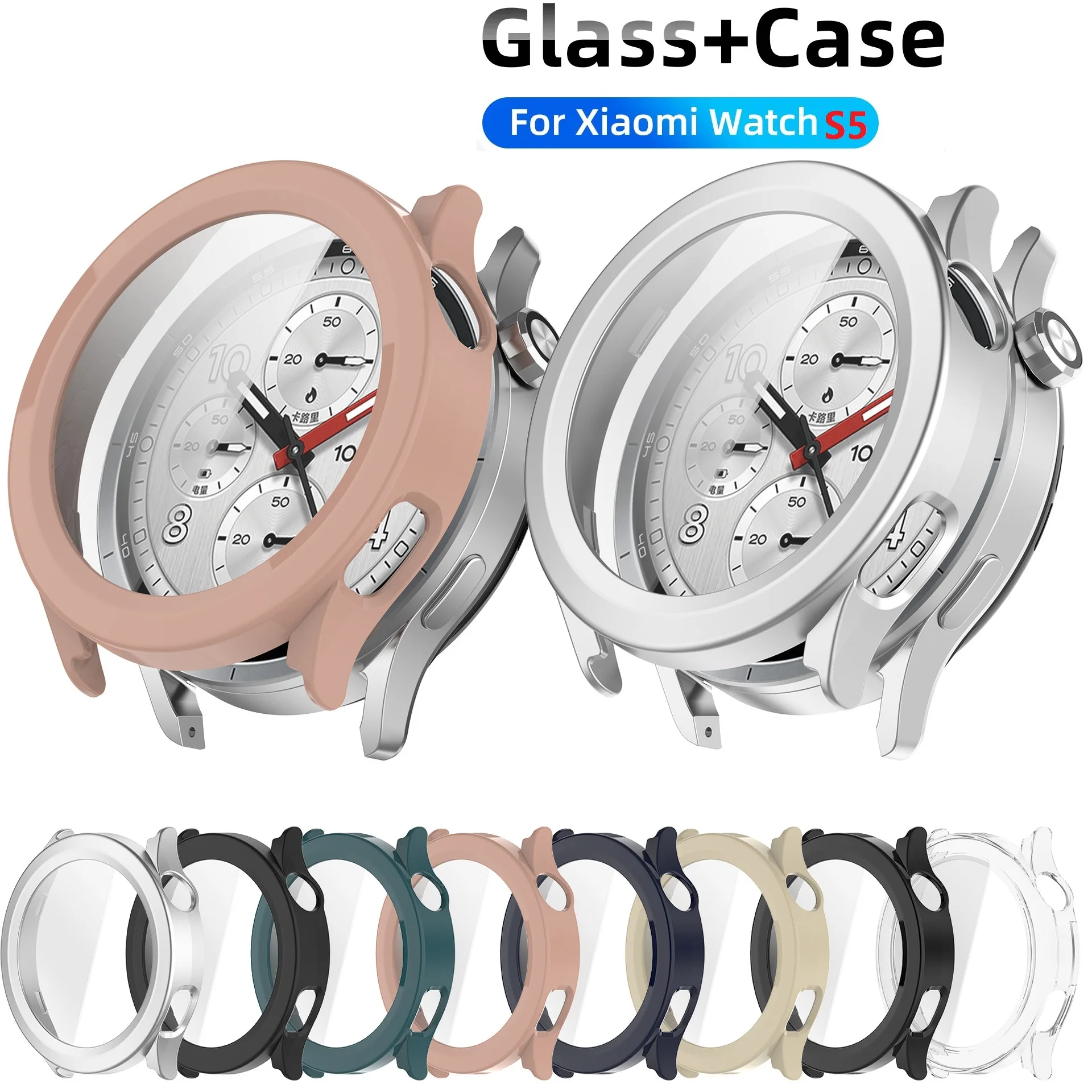 Case For Xiaomi Watch S5 Hard Shell 2 in 1 Cover With Screen Tempered Glass Protector Watch For Xiaomi Watch S5 Accessories