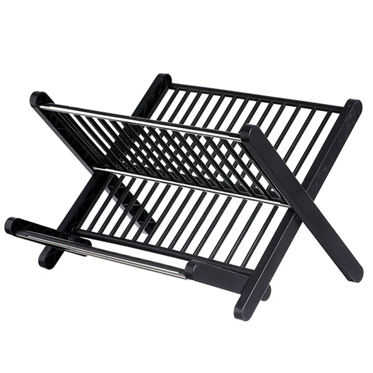 Foldable and Easy to Drain Bowl and Tray Rack, Kitchen Multi-Purpose Storage Rack, Tableware Bowl and Tray Storage Rack Black