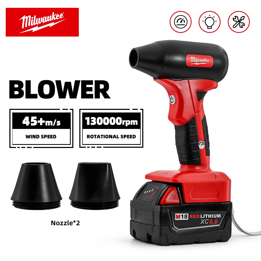 Milwaukee Mini Jet Blower Draagbare gewelddadige turboventilator 130000 RPM Huisreinigingsblazer BBQ-trommel Windmolen binnen afstoffen Sneeuwkamp