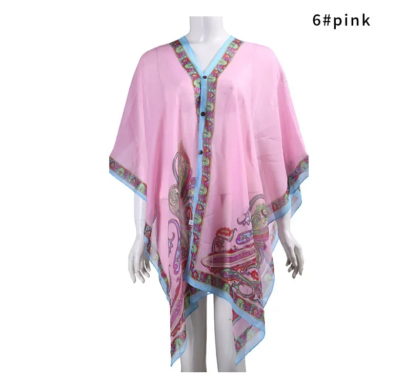 Moda damska Ponczo peleryny letnia osłona przeciwsłoneczna imitacja jedwabiu guzik szal krem do opalania szal prezent jedwabny szalik szal płaszcz