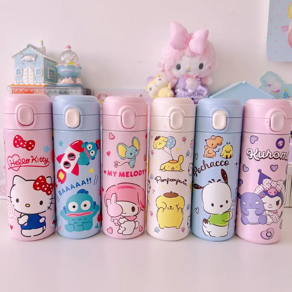 

420ml Sanrio Hello Kitty Insulation Cup Kuromi Portable 304 Stainless Steel Bouncing Cup Cartoon Student Drinking Water Cup