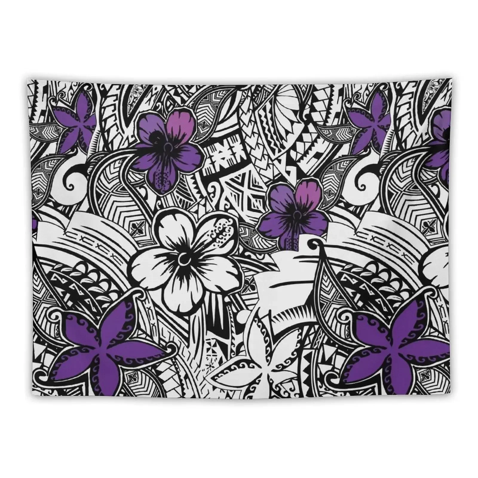 

Hawaiian - Samoan - Polynesian Tribal Floral Print Tapestry Wallpaper Decorations For Room Anime Decor Tapestry