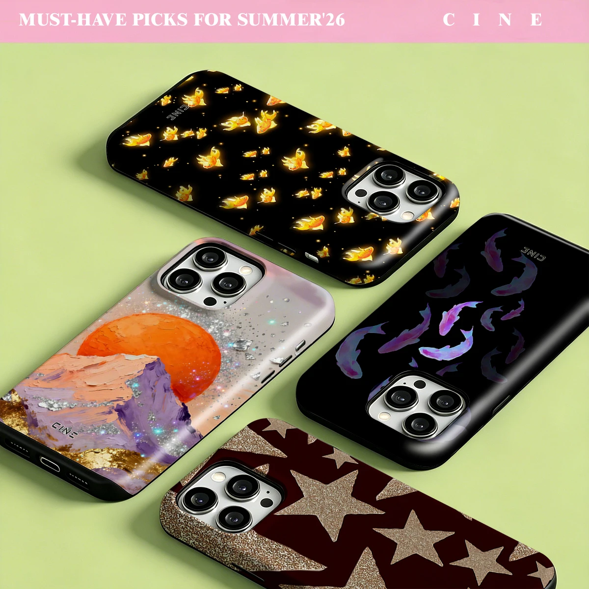 Funda de Teléfono Nueva con Estrellas Brillantes Marrones Cine Glossy para iPhone 17 16 15 14 Plus 13 Pro Max, Compatible con Magsafe, 2 en 1