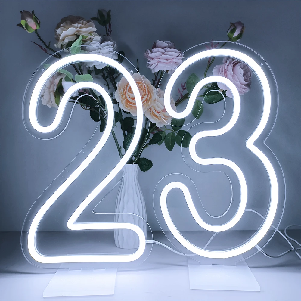 Glowing Numbers 0 to 9 LED Neon Lights 15 Iches Numbers for Birthday Party Anniversary Event Home Bar Hotel Art Decoration