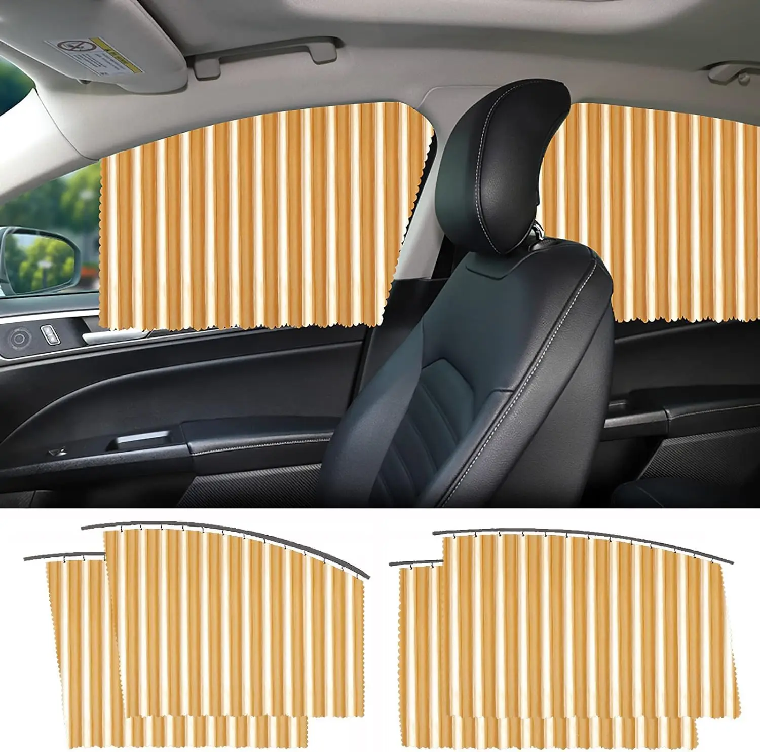 

4pcs Universal Fit Magnetic Car Side Window Curtains Removable Privacy&Heat Protection Shades for Baby&UV Protection Foldable