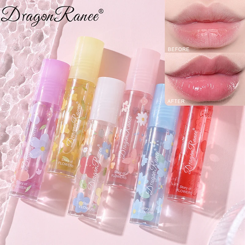 Flower Roll-on Lip Balm Fresh Peach Lipgloss Moisturizing Transparent Lip Oil Long Lasting Hydrating Lip Gloss Lip Care Makeup