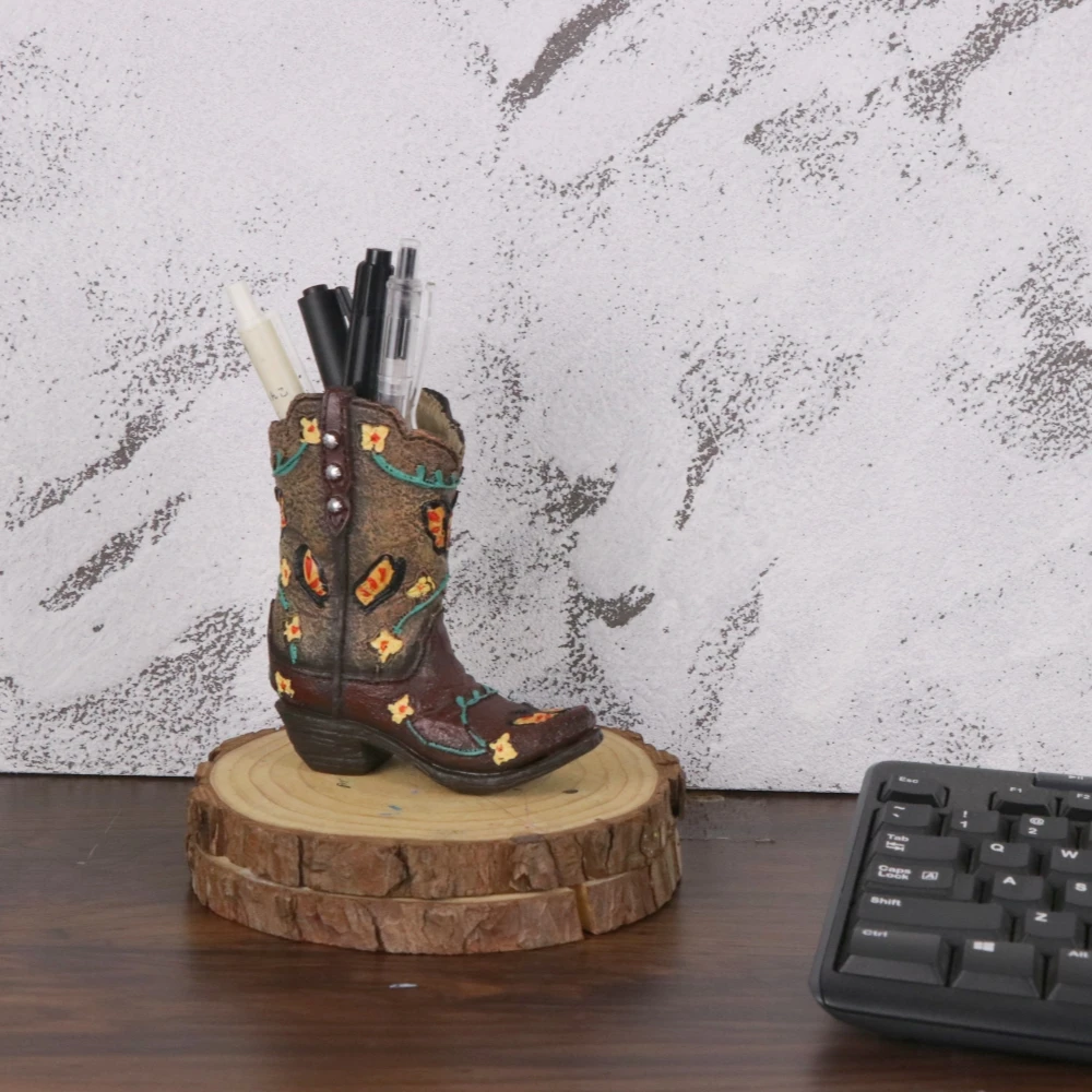 Kreativer Retro-Denim-Stiefel-Stiftehalter Multifunktionales Büro-Schreibtisch-Aufbewahrungszubehör Heimdekoration Schminktisch-Organizer – Detail 3