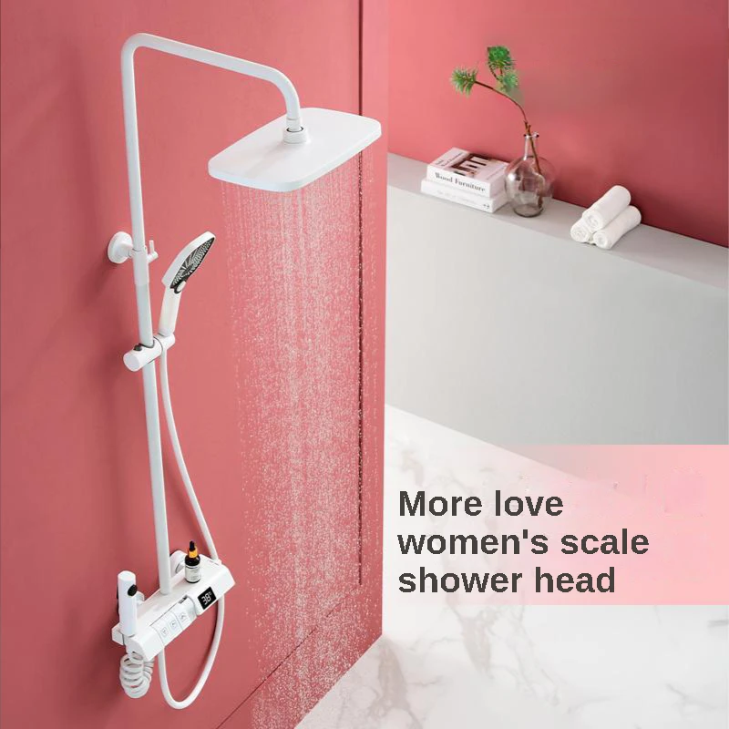 Waterproof Scale Shower Faucet Head 2023 New Female White Gun Gray Push-button Switch Simple Shower Set Copper Bathroom Mixer